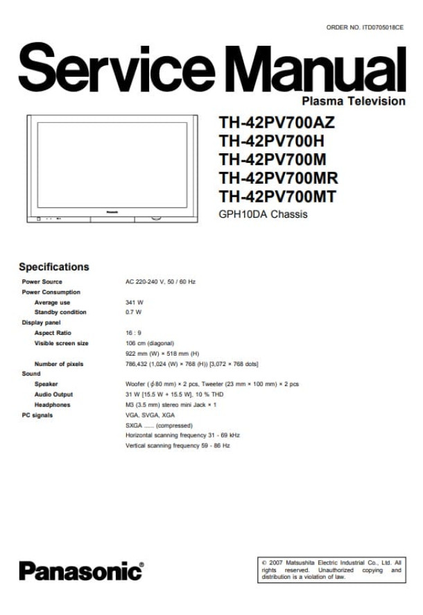 GPH10DA_TH-42PV700AZ, TH-42PV700H, TH-42PV700M, TH-42PV700MR